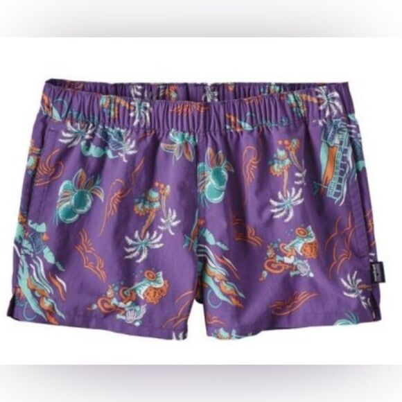 Patagonia Womens Pull On Shorts Purple 2" Inseam Drawstring M